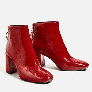 zara red booties